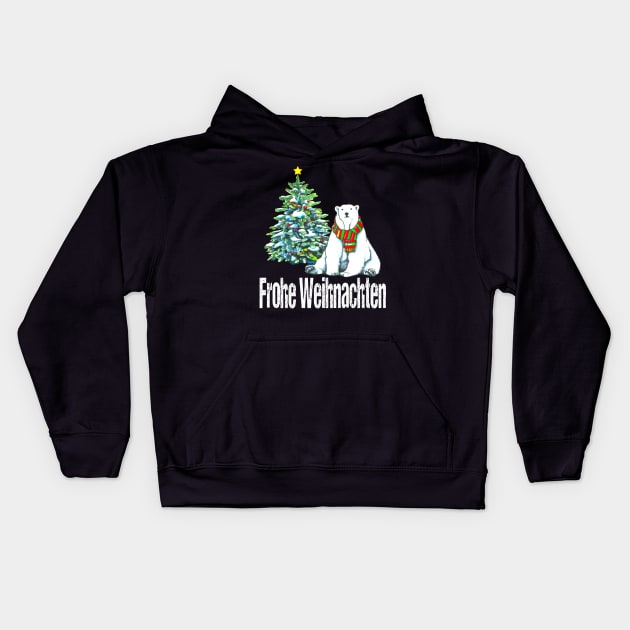 Merry Christmas Frohe Weihnachten Kids Hoodie by Outrageous Flavors